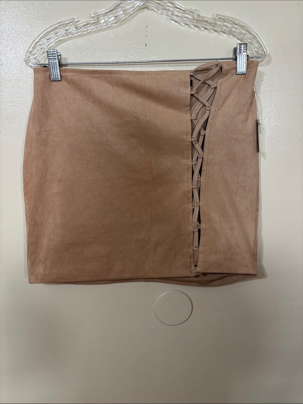 Forever 21 Taupe Faux Suede Lace-Up Mini Skirt